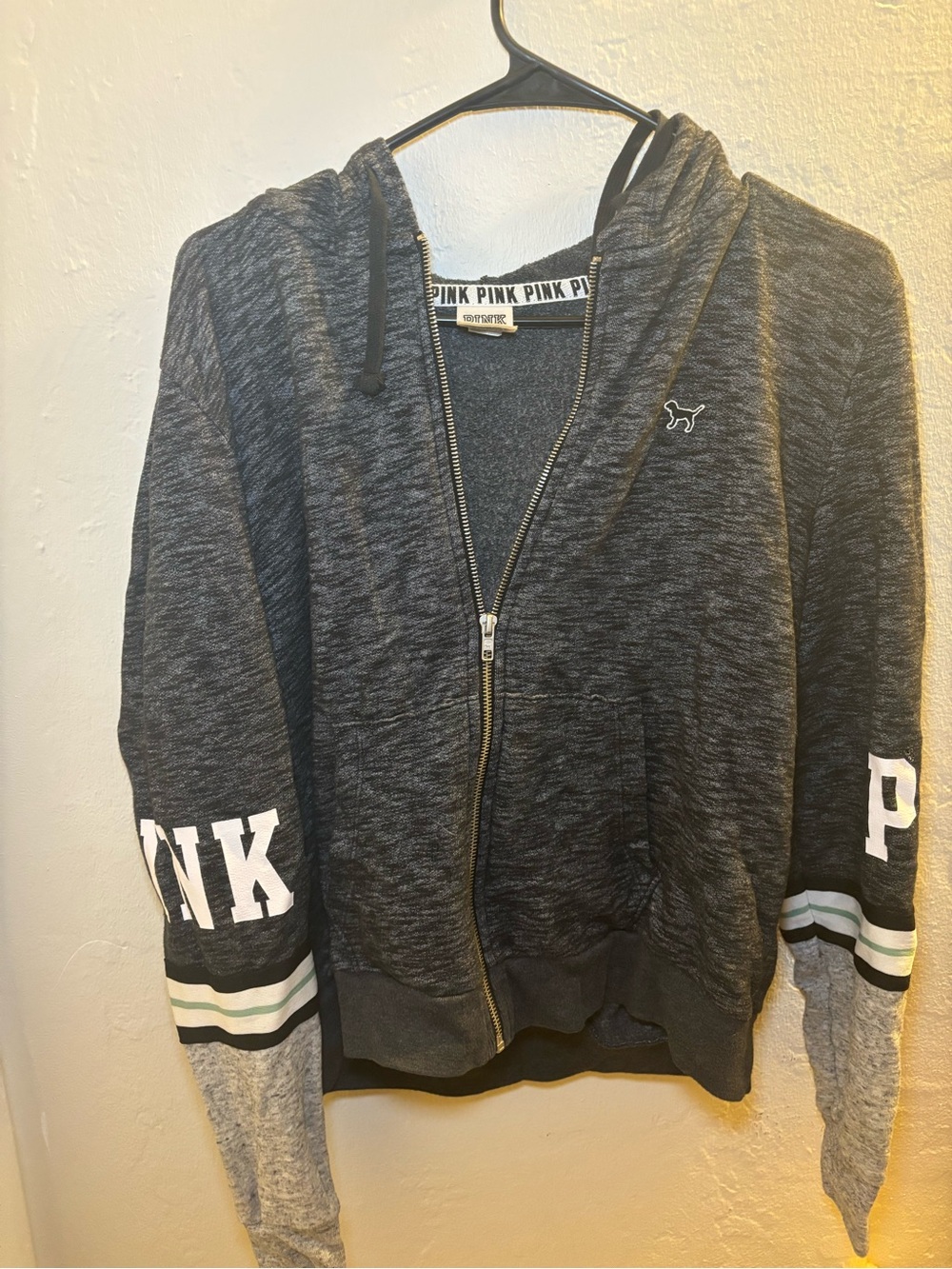 PINK Victoria's Secret Girls' Charcoal Zip-Up Hoodie Jacket